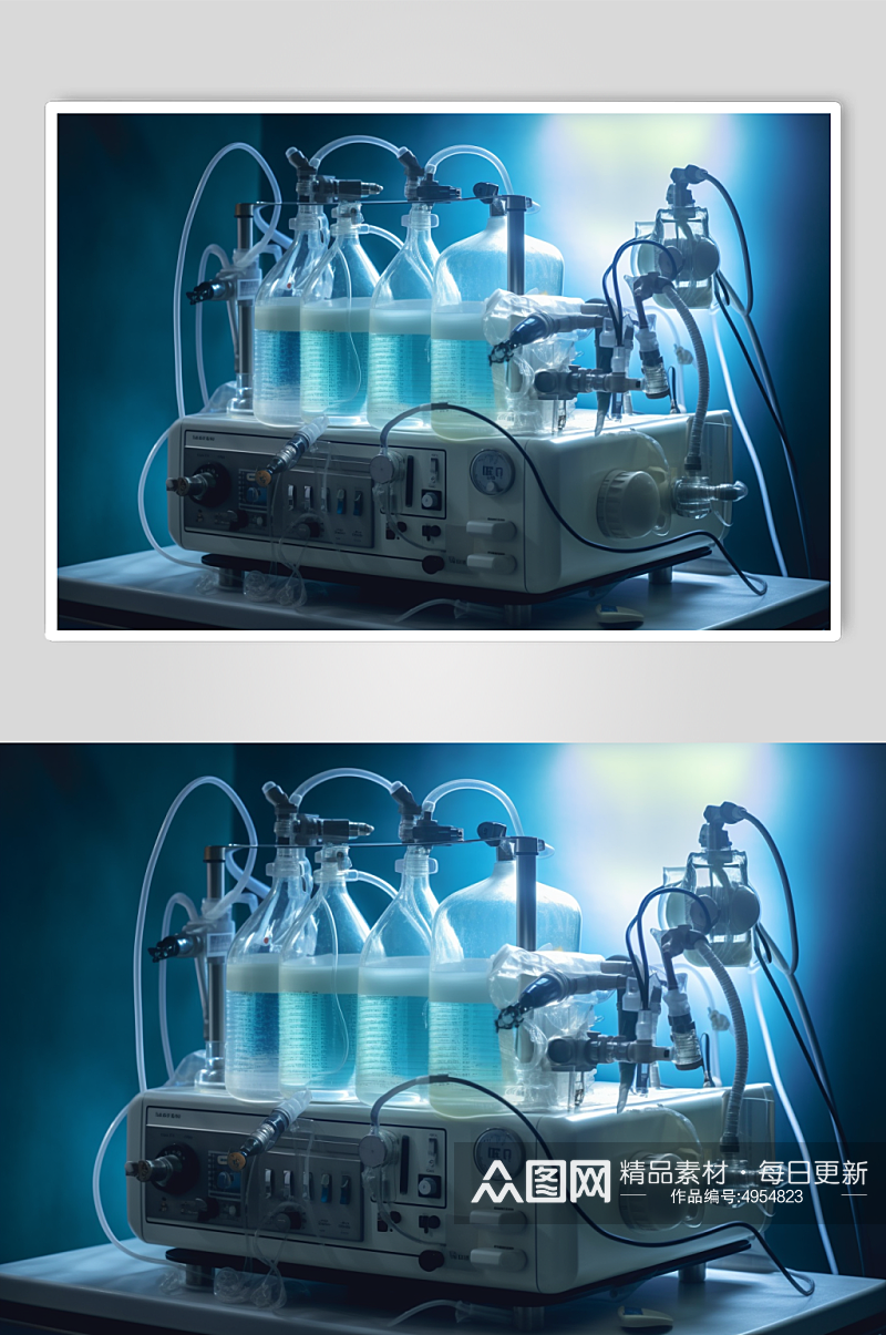 AI数字艺术极简呼吸机医疗仪器摄影图片素材