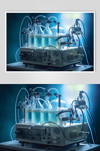 AI数字艺术极简呼吸机医疗仪器摄影图片