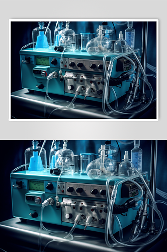 AI数字艺术极简呼吸机医疗仪器摄影图片