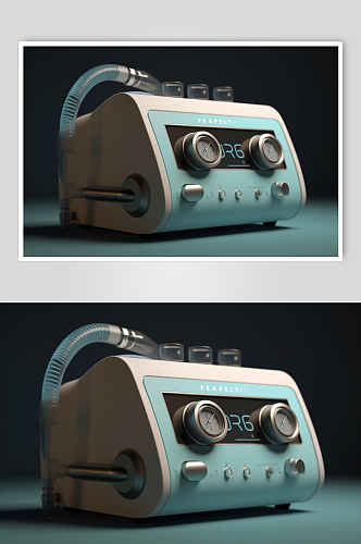 AI数字艺术极简呼吸机医疗仪器摄影图片