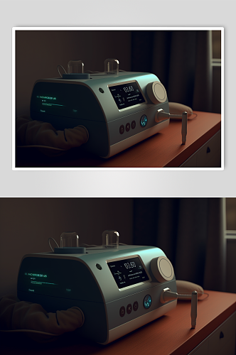 AI数字艺术极简呼吸机医疗仪器摄影图片