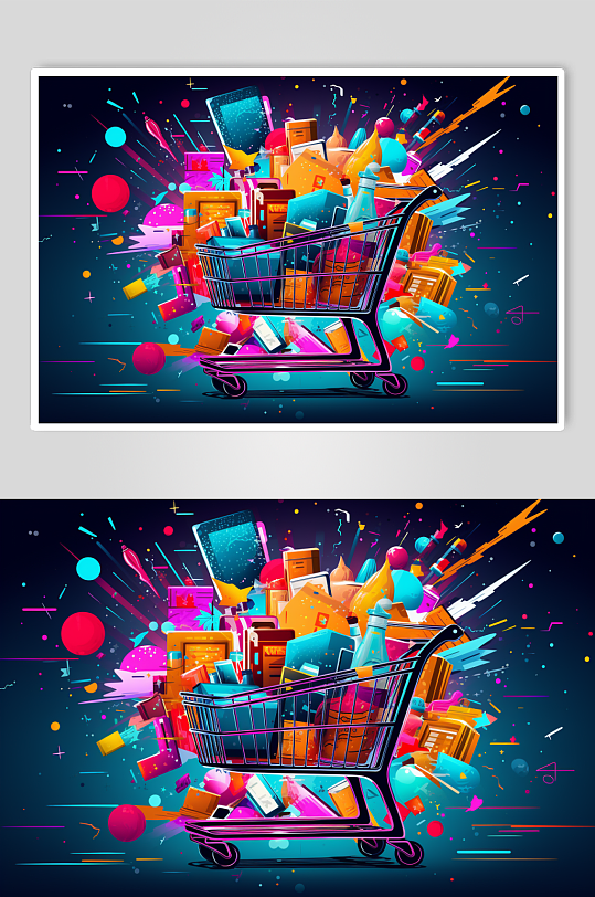 AI数字艺术双十一购物狂欢彩色渐变背景