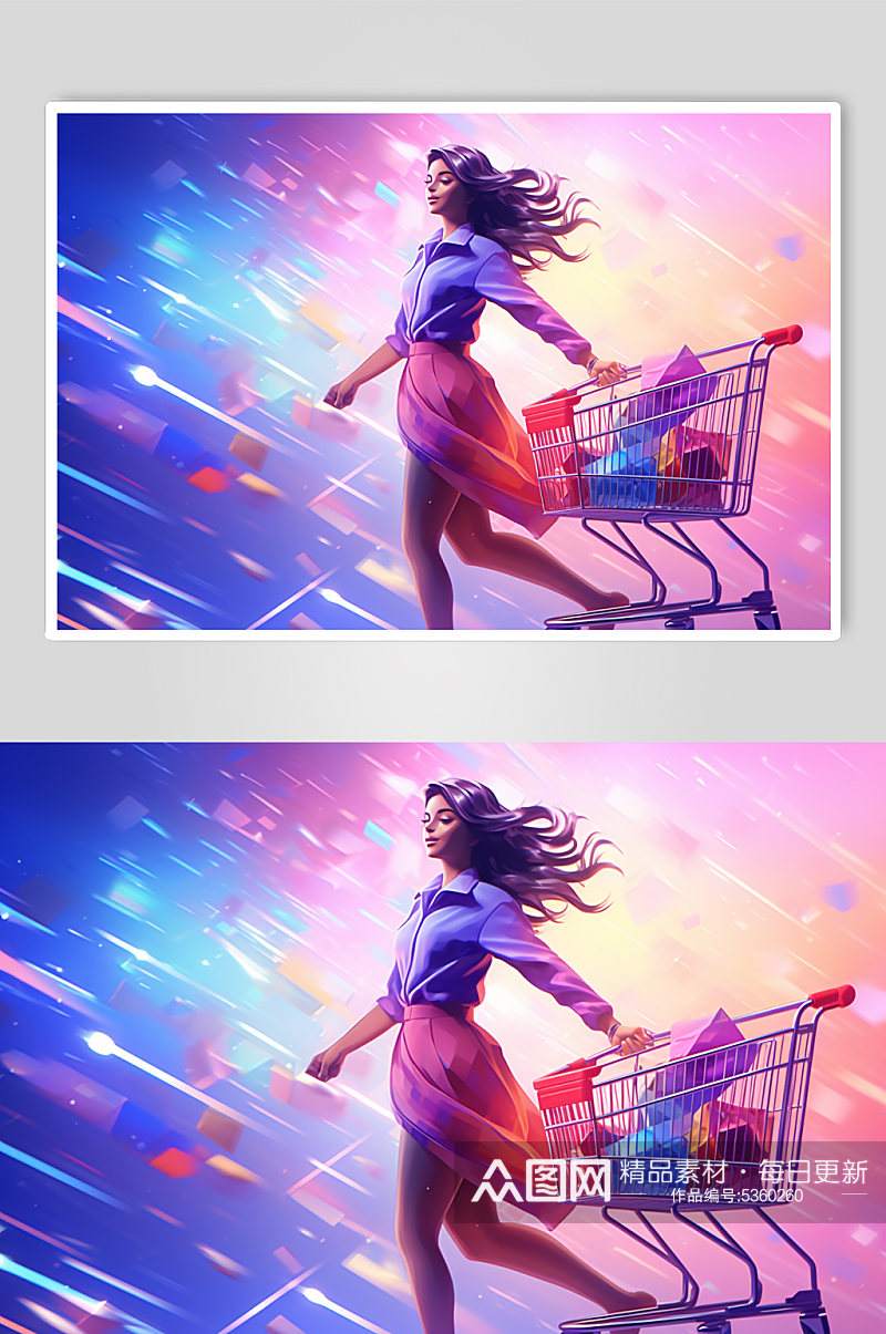AI数字艺术双十一购物插画狂欢彩色渐变背景素材