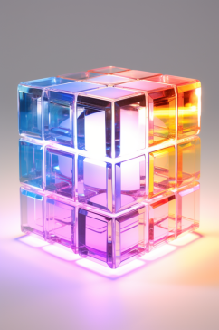 AI数字艺术渐变透明玻璃质感电子产品模型
