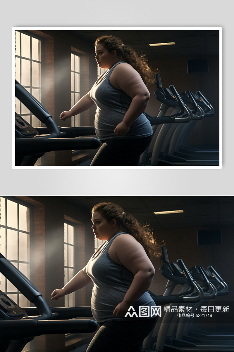 AI数字艺术肥胖人物减肥摄影图素材