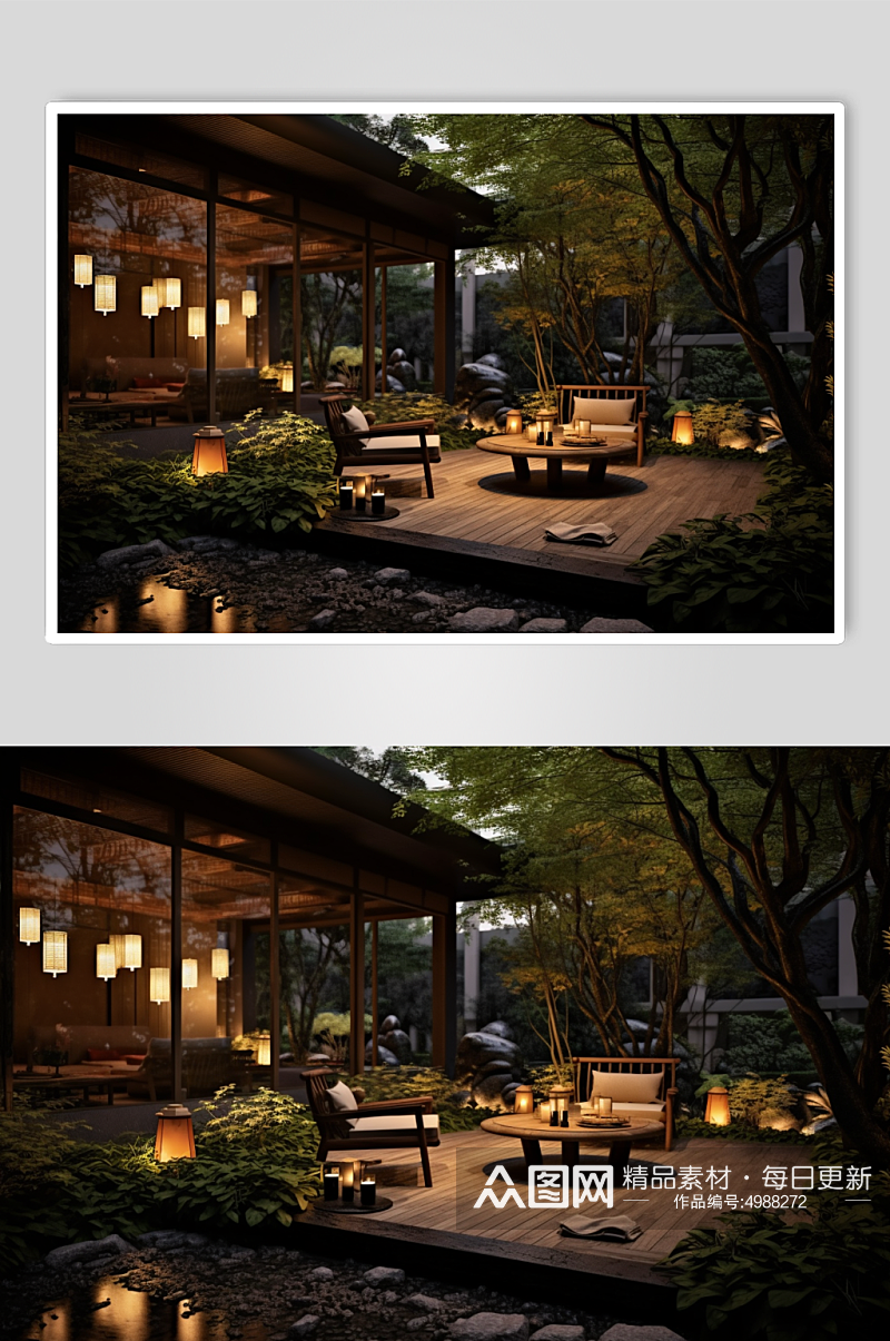 AI数字艺术江南民宿酒店室内设计摄影图素材