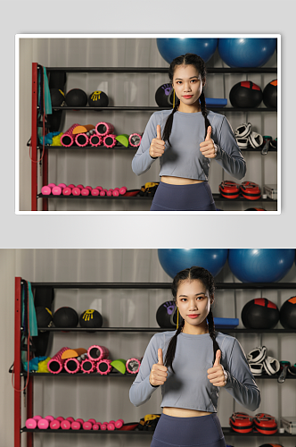 女性健身训练健身教练健身房人物摄影图片
