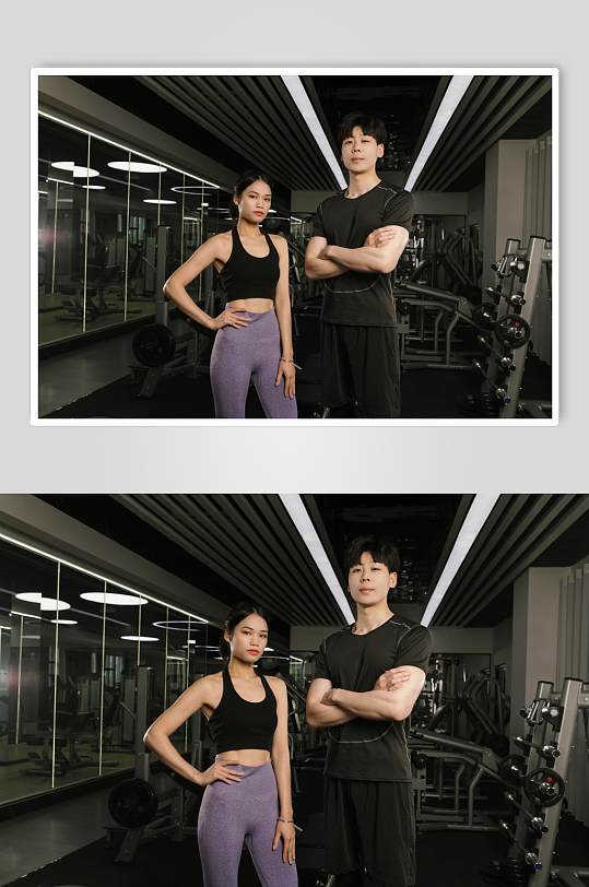 健身房男女健身教练人物摄影图片-众图网