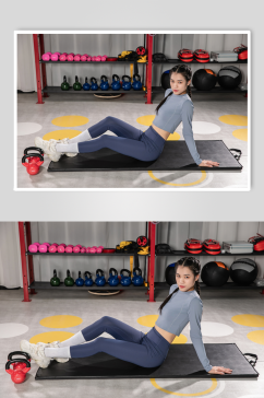 平板运动健身房女性人物摄影图片