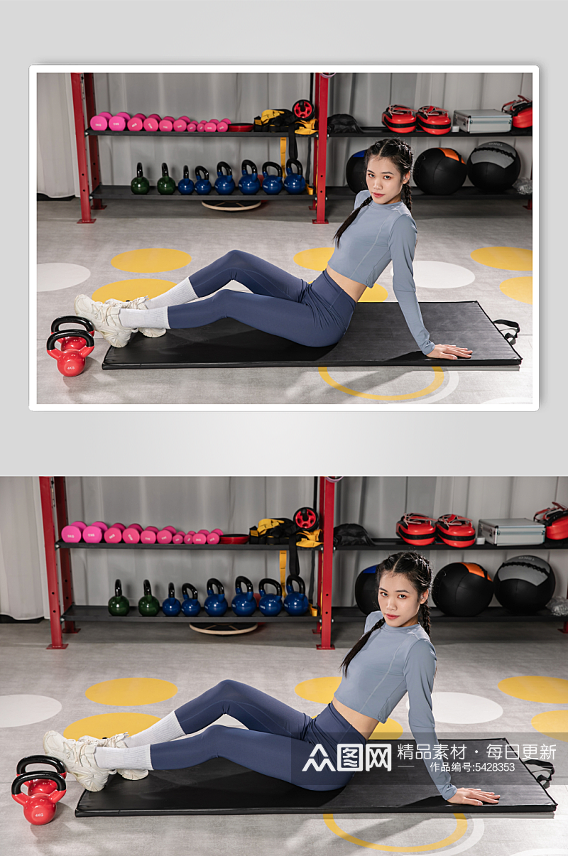 平板运动健身房女性人物摄影图片素材