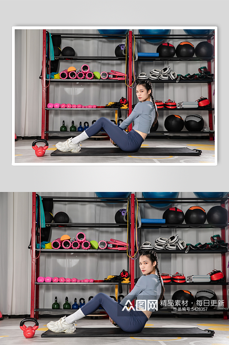 平板运动健身房女性人物摄影图片素材