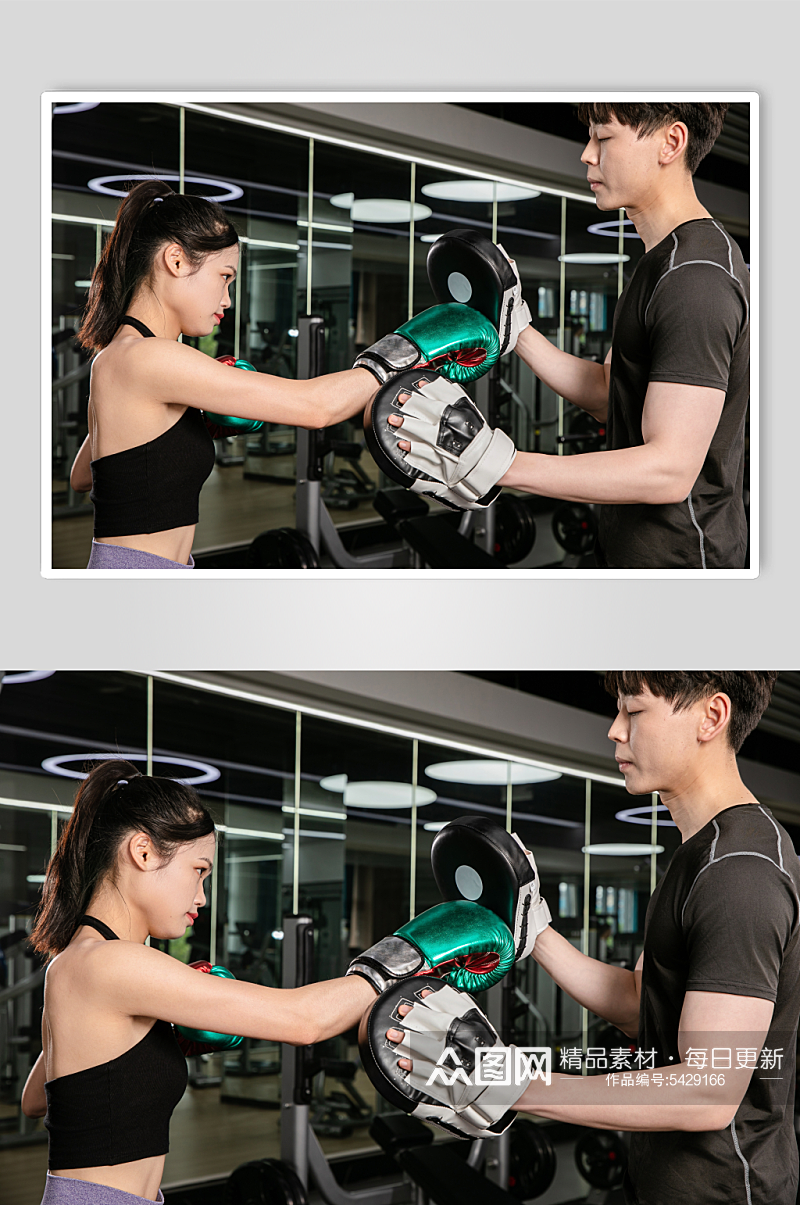 拳击练习健身房男女人物摄影图片素材