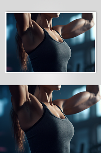 AI数字艺术健身房健身肌肉女生摄影图