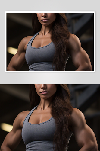 AI数字艺术健身房健身肌肉女生摄影图