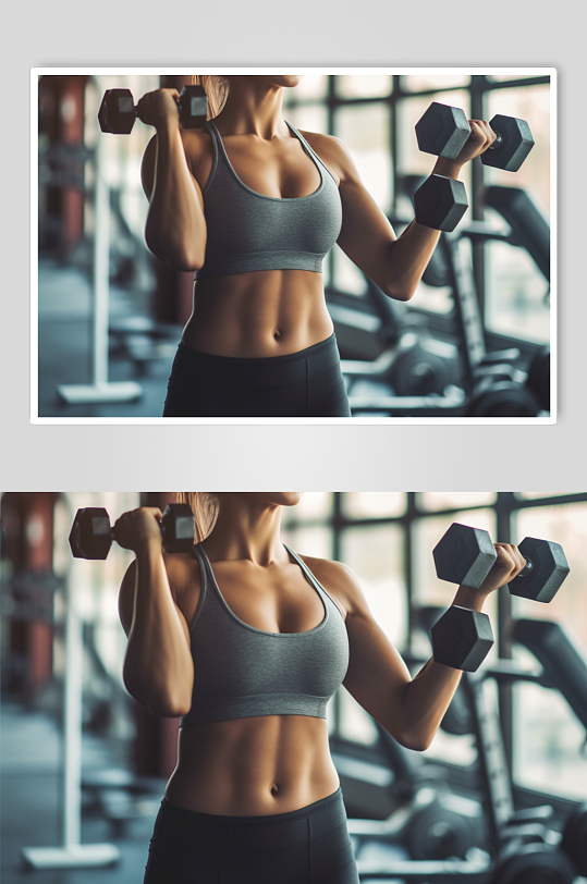 AI数字艺术健身房健身肌肉女生摄影图-众图网
