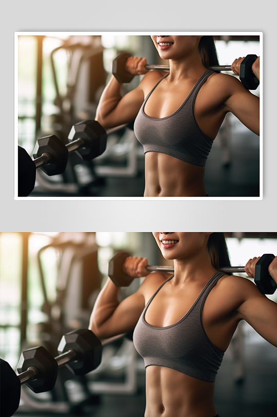 AI数字艺术健身房健身肌肉女生摄影图-众图网