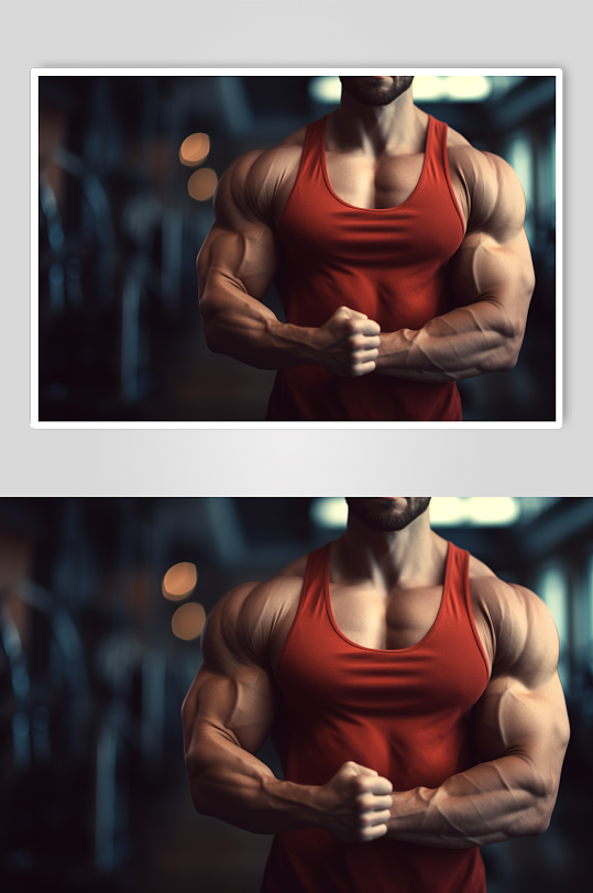 AI数字艺术健身房健身肌肉男生摄影图