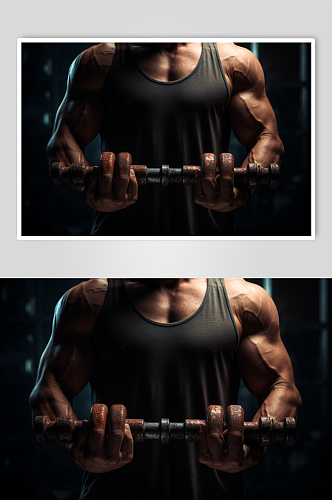 AI数字艺术健身房健身肌肉男生摄影图