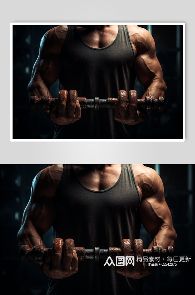 AI数字艺术健身房健身肌肉男生摄影图素材