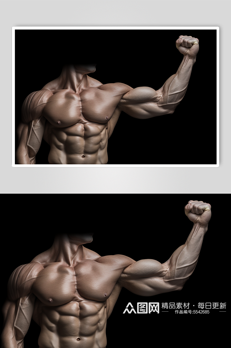 AI数字艺术健身房健身肌肉男生摄影图素材