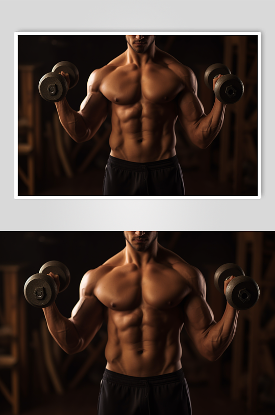 AI数字艺术健身房健身肌肉男生摄影图-众图网