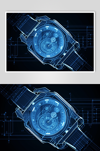 AI数字艺术运动健身智能手表插画