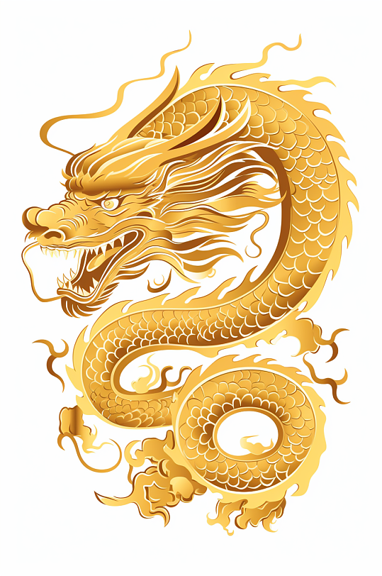 AI数字艺术剪纸风十二生肖龙插画元素