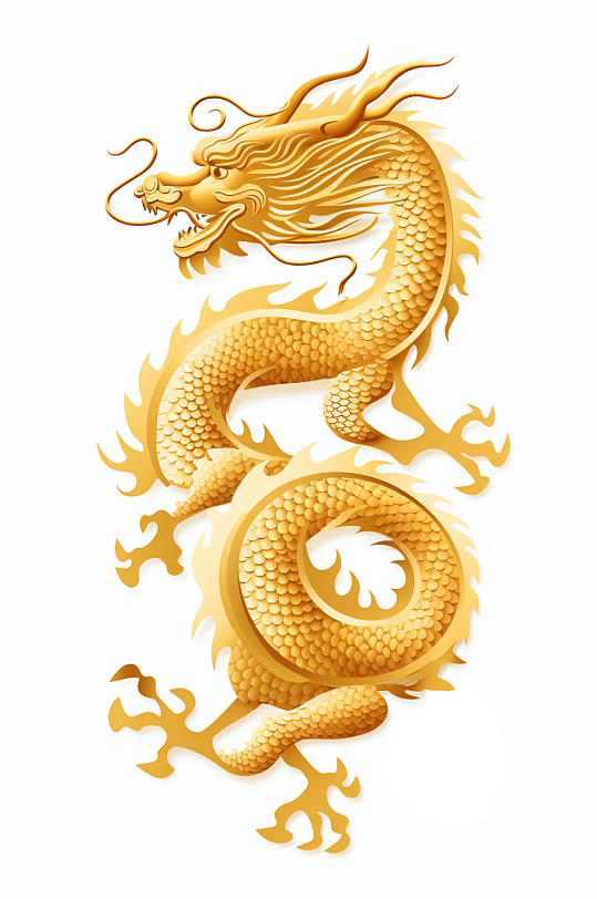 AI数字艺术剪纸风十二生肖龙插画元素