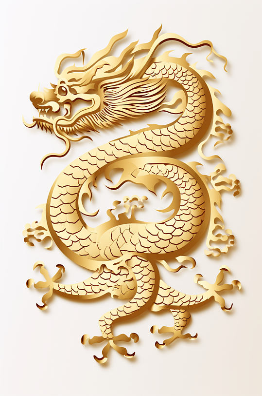 AI数字艺术剪纸风十二生肖龙插画元素