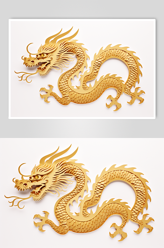 AI数字艺术剪纸风十二生肖龙插画元素