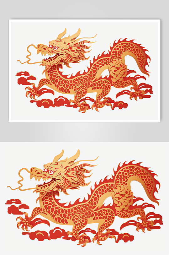 AI数字艺术剪纸风十二生肖龙插画元素-众图网