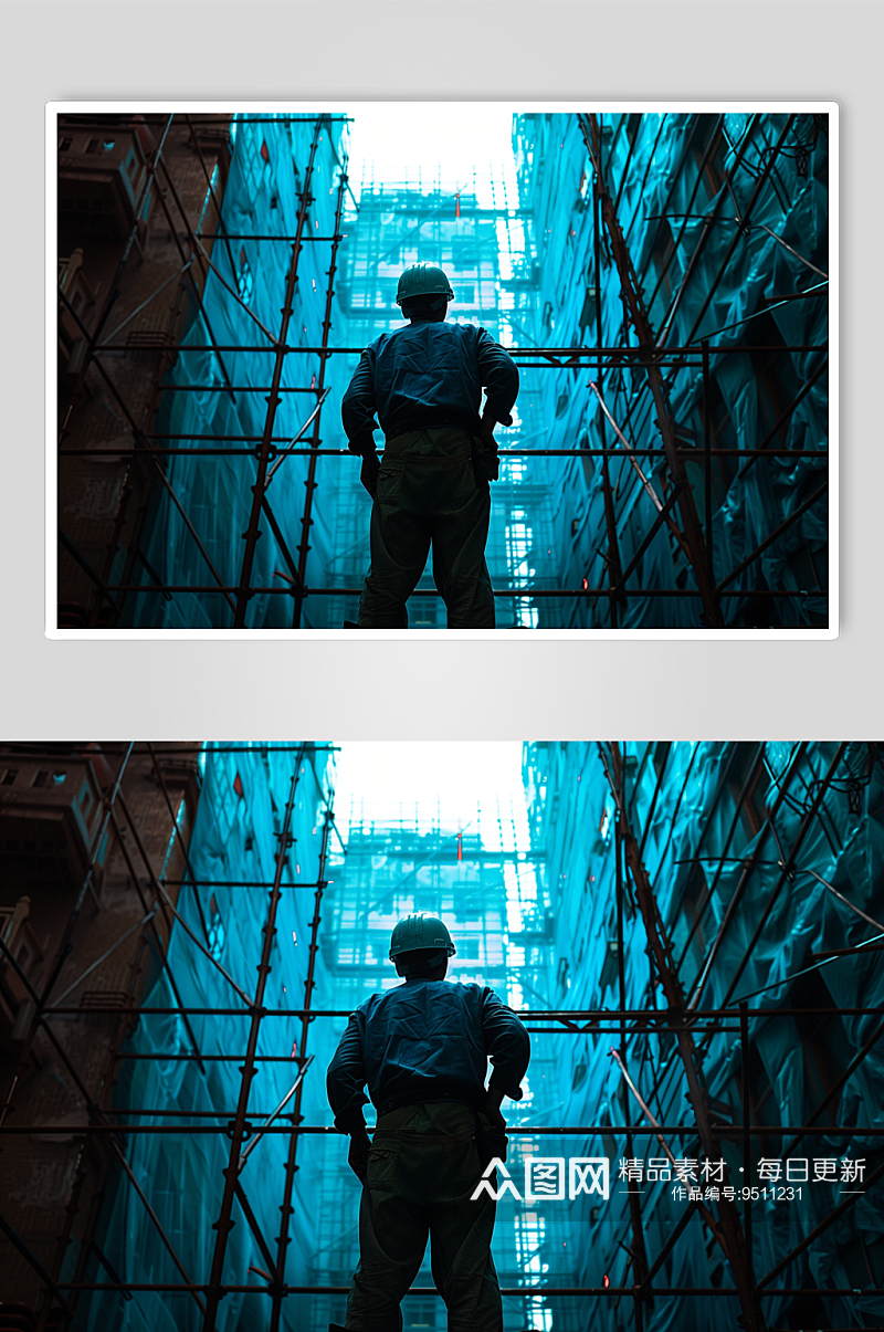 数字艺术劳动节建筑工人肖像人物摄影图素材