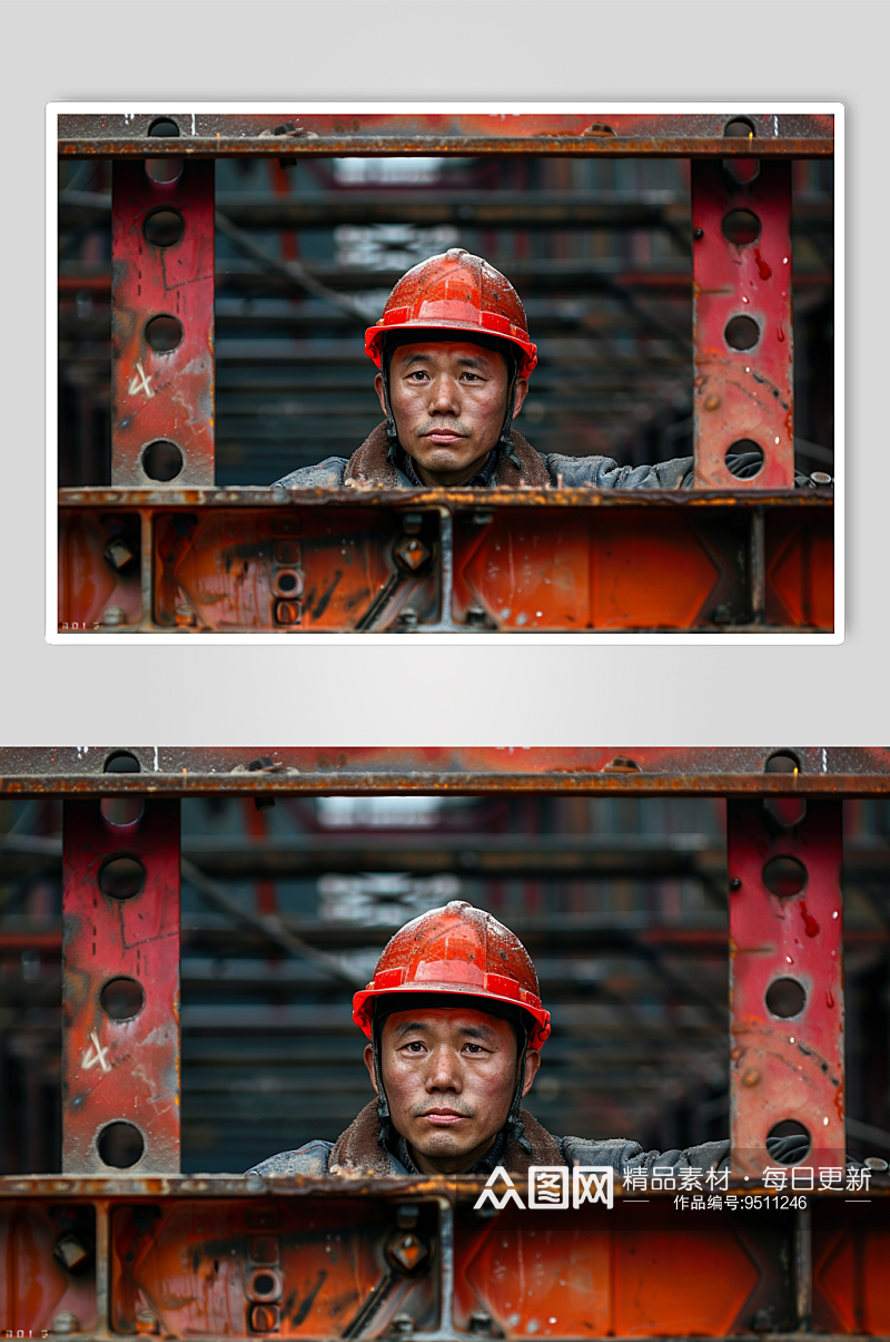 数字艺术劳动节建筑工人肖像人物摄影图素材