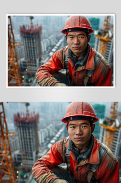 数字艺术劳动节建筑工人肖像人物摄影图