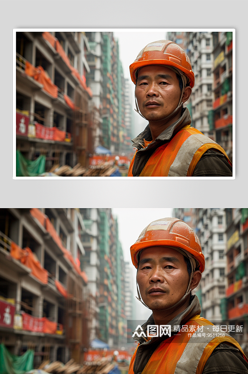 数字艺术劳动节建筑工人肖像人物摄影图素材
