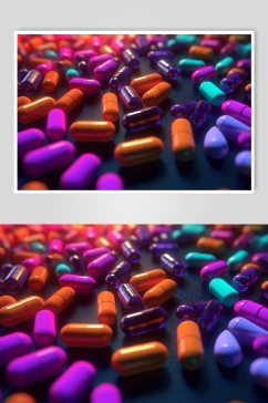 AI数字艺术胶囊药品摄影图片