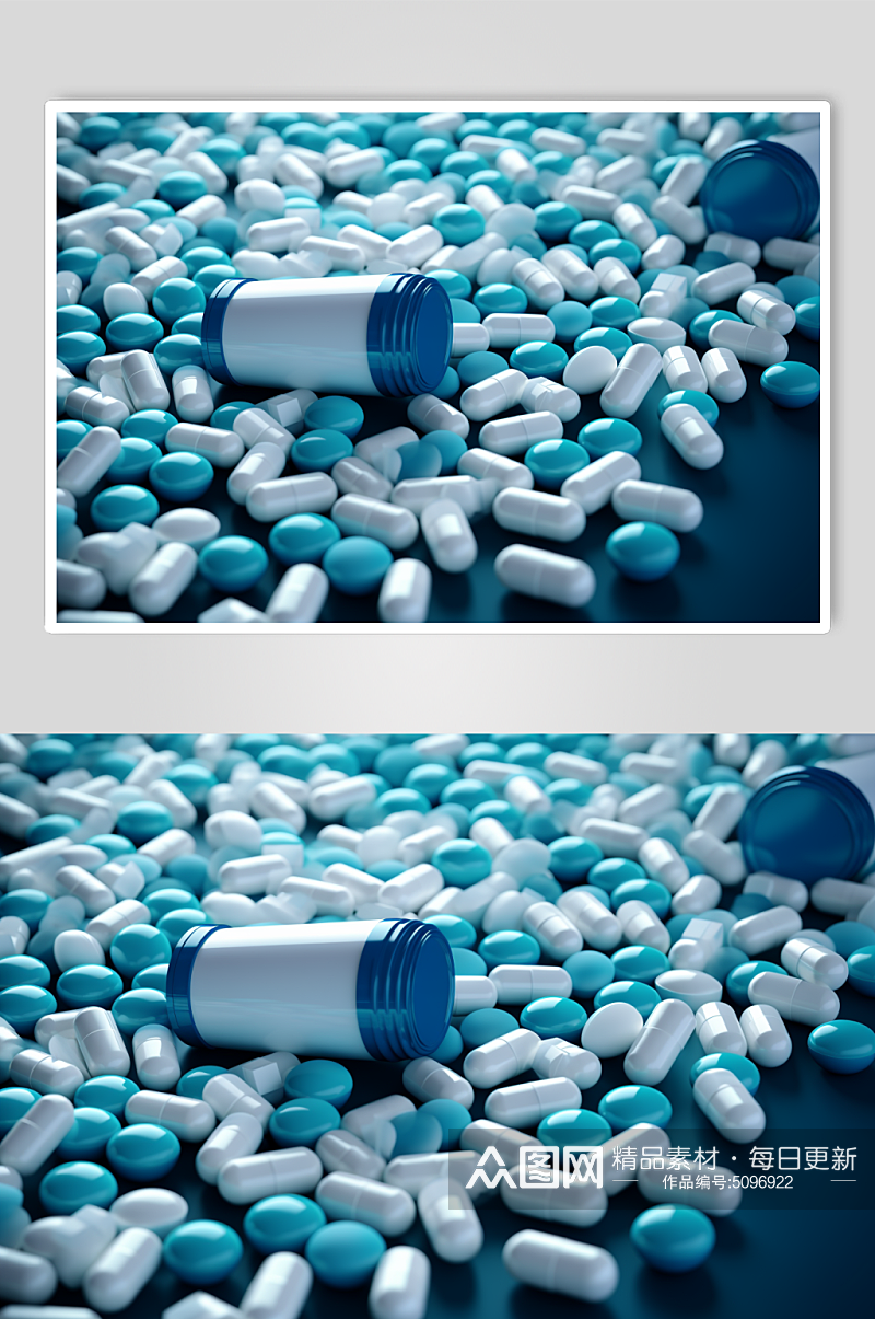 AI数字艺术胶囊药品摄影图片素材