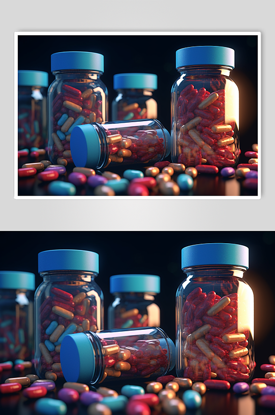 AI数字艺术胶囊药品摄影图片