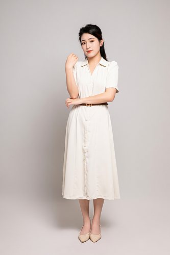 白色连衣裙老师教师商务女生人物摄影图片