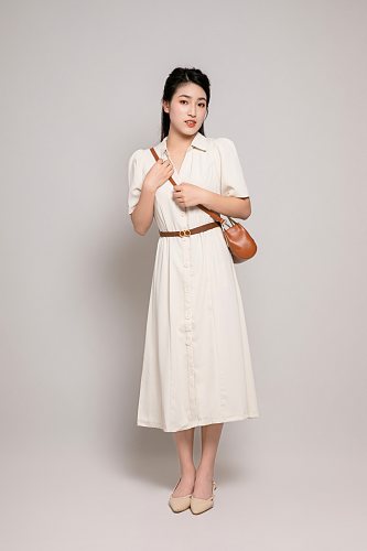 白色连衣裙老师教师商务女生人物摄影图片