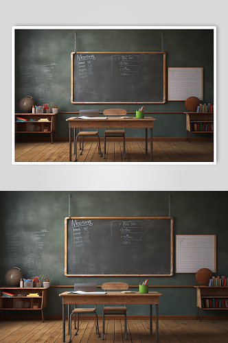 AI数字艺术简约教室黑板背景图片