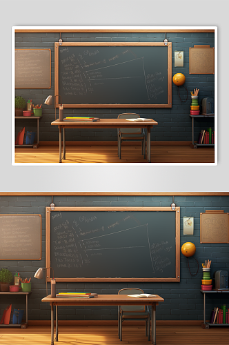 AI数字艺术简约教室黑板背景图片