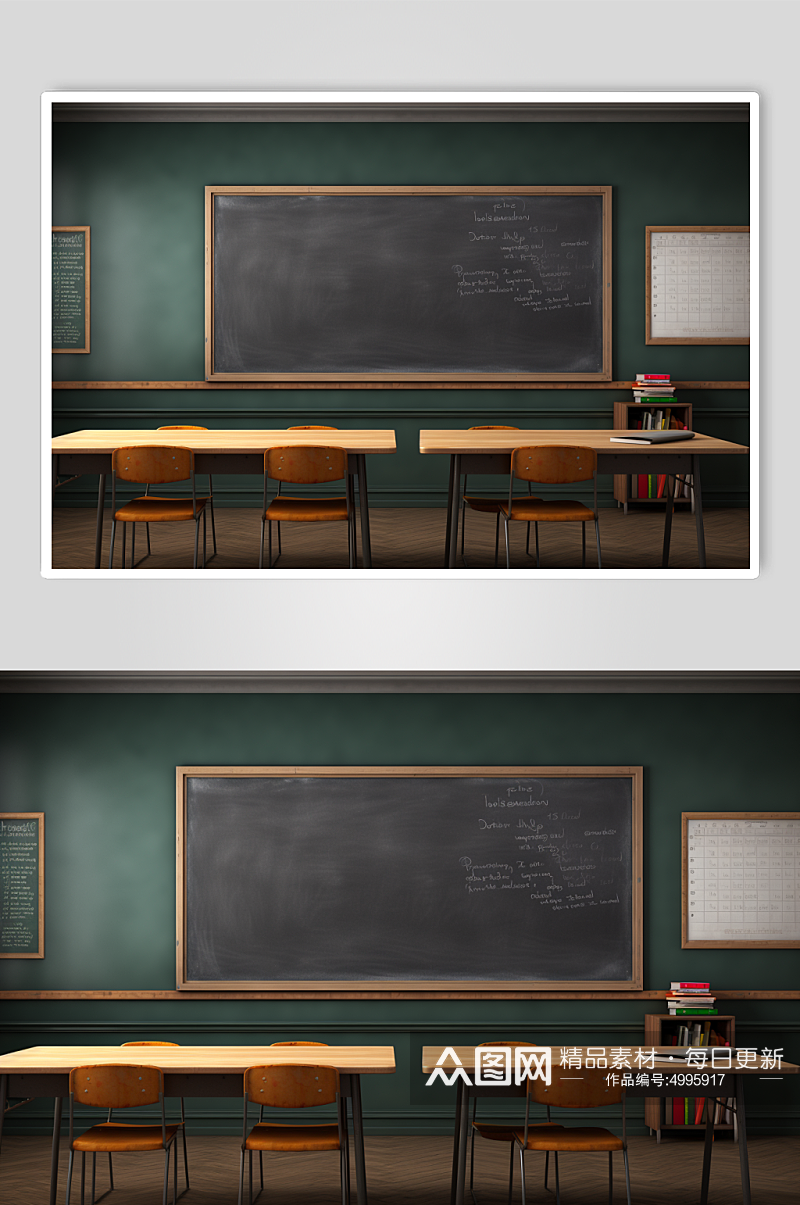 AI数字艺术简约教室黑板背景图片素材