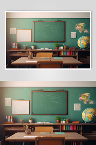 AI数字艺术极简教室黑板背景图片