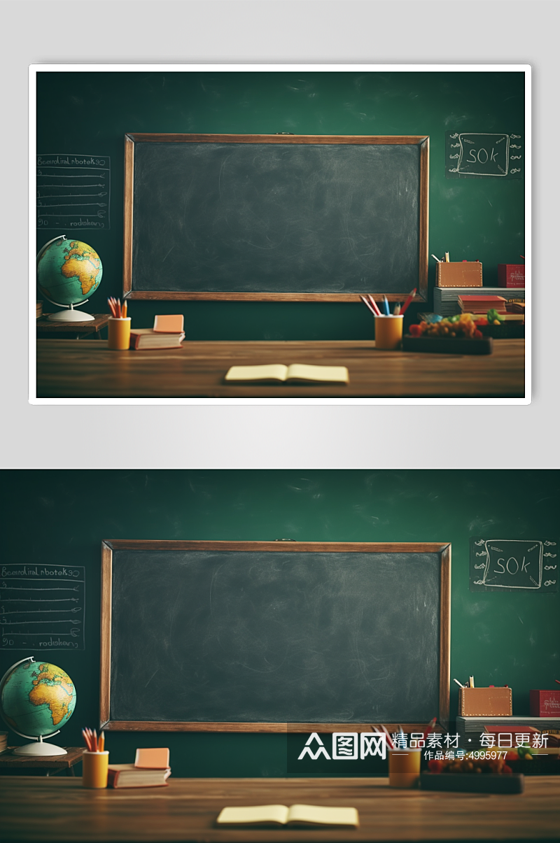 AI数字艺术极简教室黑板背景图片素材