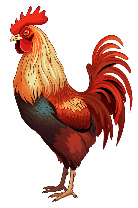 AI数字艺术家禽动物公鸡插画-众图网