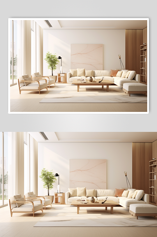 AI数字艺术客厅装修室内设计效果图摄影图-众图网