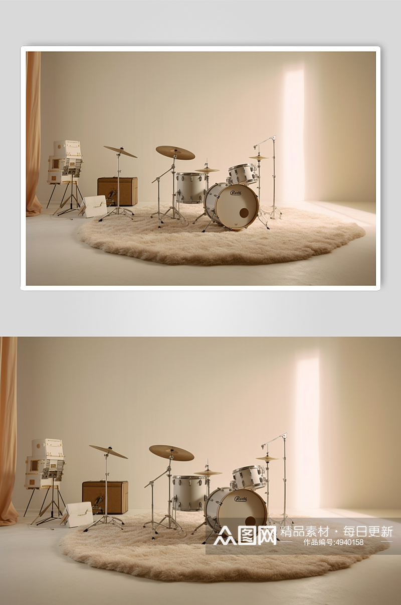 AI数字艺术高清架子鼓乐器摄影图片素材