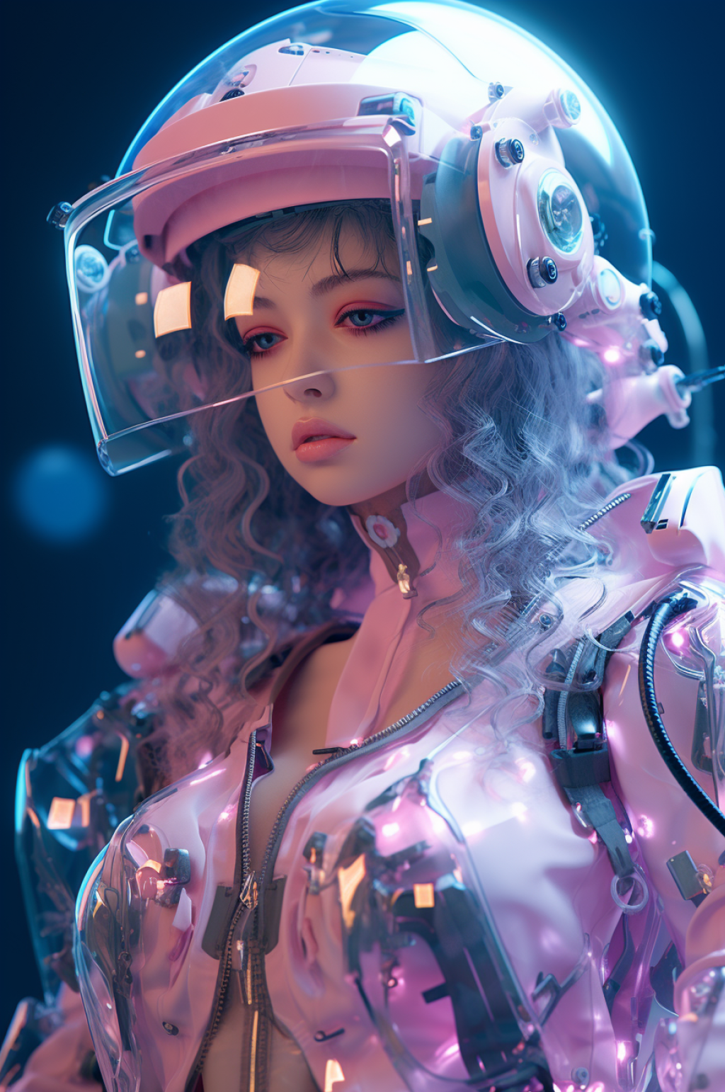 AI数字艺术科幻风格未来机甲女孩模型素材