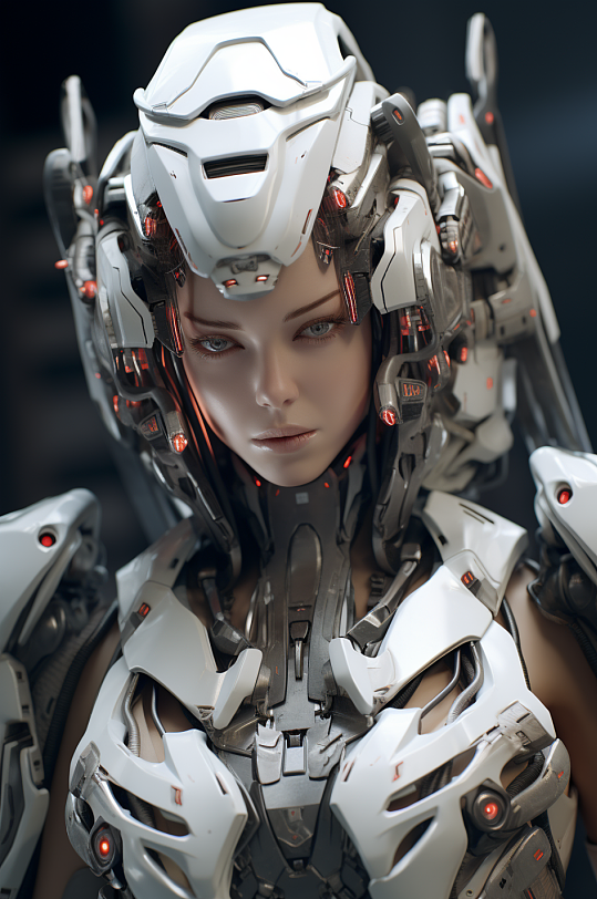 AI数字艺术科幻风格未来机甲女孩模型